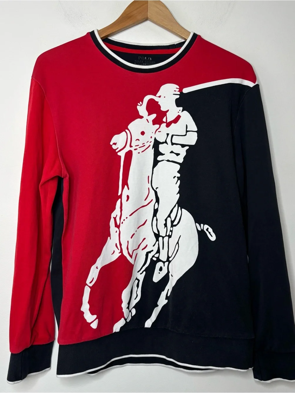 Polo Ralph Lauren Men’s Performance Crew Sweatshirt Red Black Big Pony Graphic S